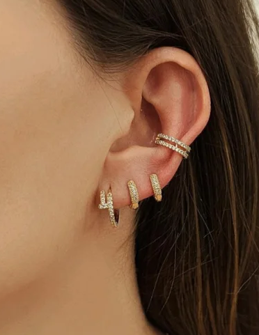 18k Gold Plated Nail Huggie Hoop Earrings