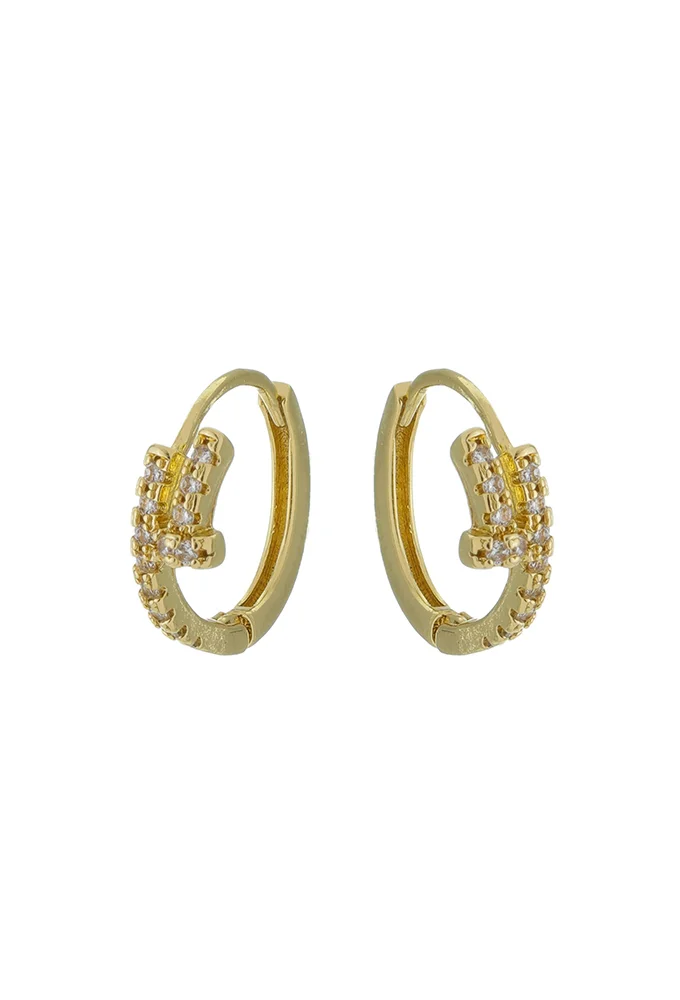 18k Gold Plated Nail Huggie Hoop Earrings
