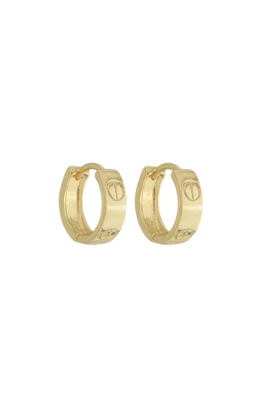 18K Gold Plated Love Huggie Hoop Earrings