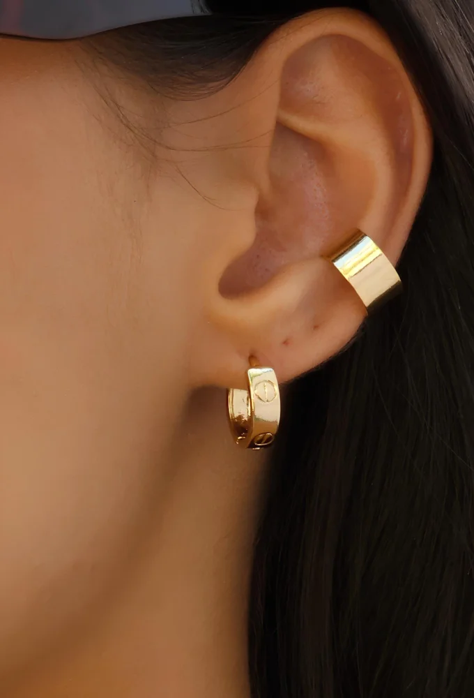 18K Gold Plated Love Huggie Hoop Earrings