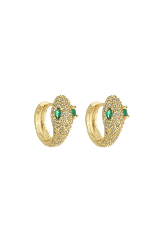 18k Gold Plated Snake Pave Hoop Earrings