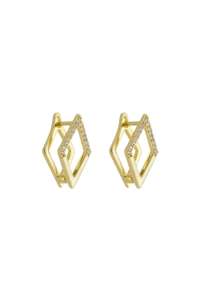 18k Gold Plated Geometric Huggie Hoop Earrings