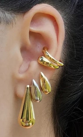 18K Gold / Rhodium Plated Two-Piece Earring Duo