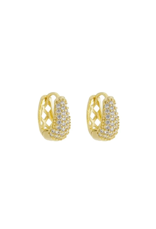18K Gold Plated Delicate Pave Huggie Hoop Earrings