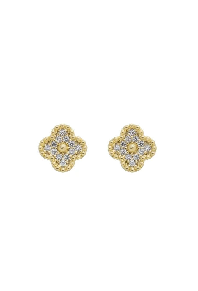 18k Gold Plated Small Clover Stud Earrings