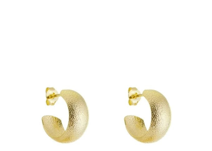 18K Gold Plated Textured Hoop Earring