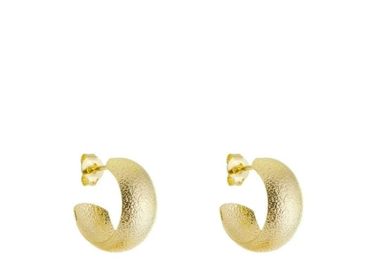 18K Gold Plated Textured Hoop Earring