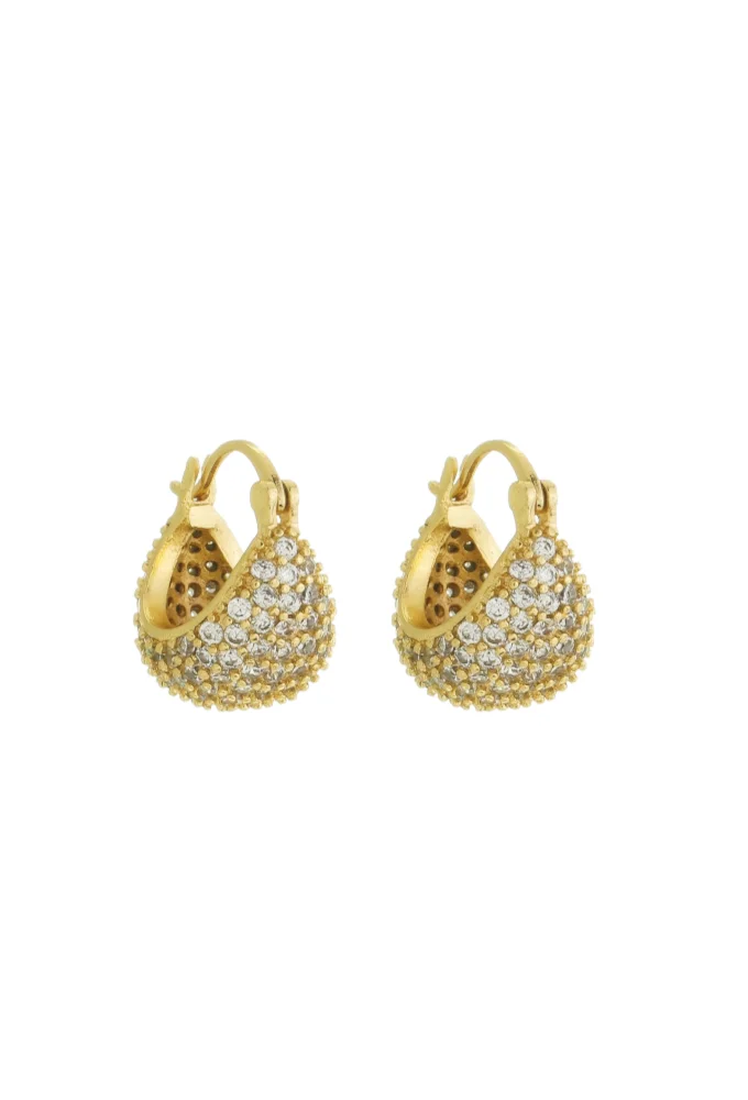 18k Gold / Rhodium Plated Micro Pave CZ Hoop Earrings