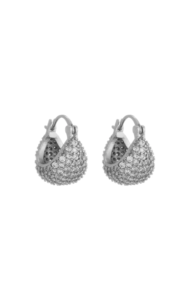18k Gold / Rhodium Plated Micro Pave CZ Hoop Earrings