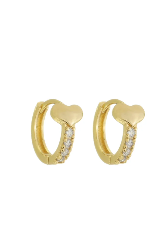 18k Gold Plated Heart Huggie Hoop Earrings