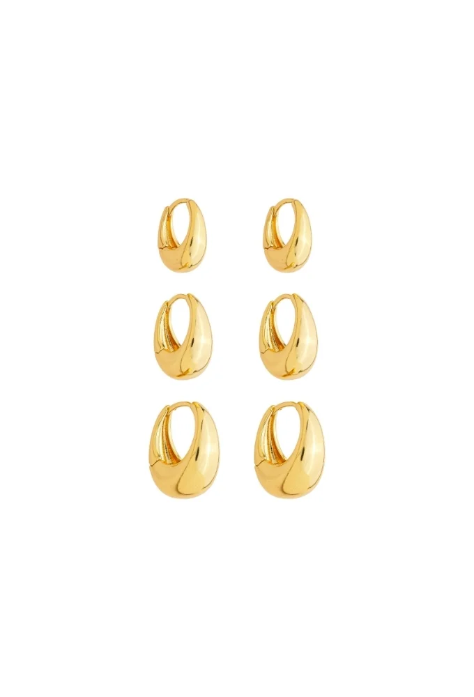 18k Gold Plated Modern Chunky Huggie Hoop Earrings