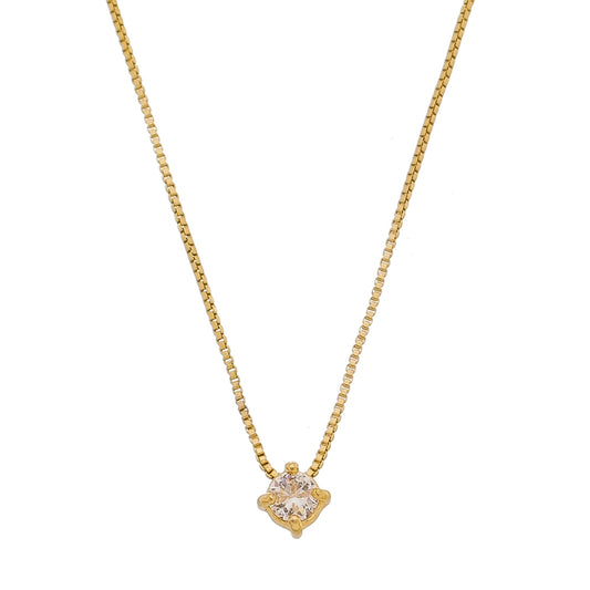 Delicate 18K Gold Plated Solitaire Necklace