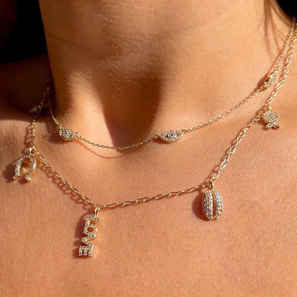 18k Gold Plated Boho Charm Necklace