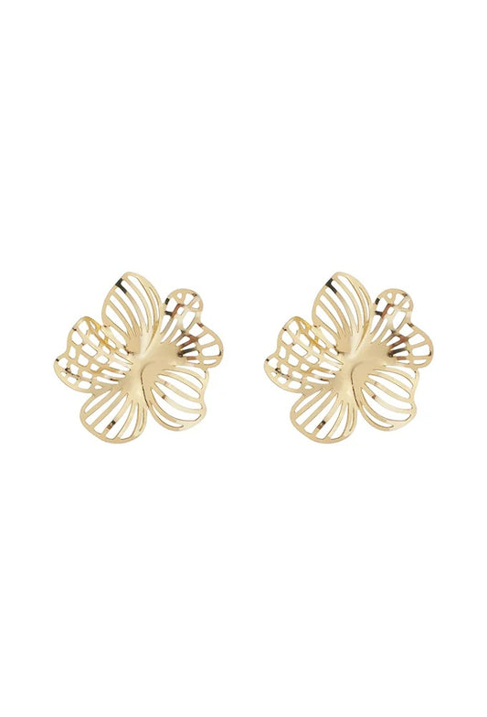 18k Gold Plated Cutout Statement Floral Earrings