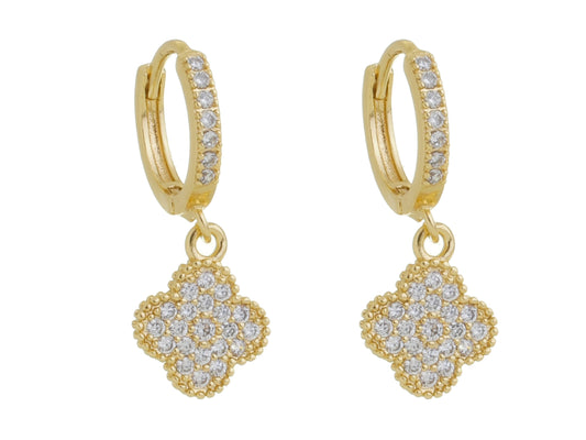 18K Gold/ Rhodium Plated Flower Earring Hoop