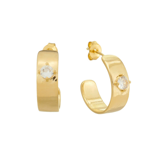 18K Gold Plated Hoop Earring with Cubic Zirconia