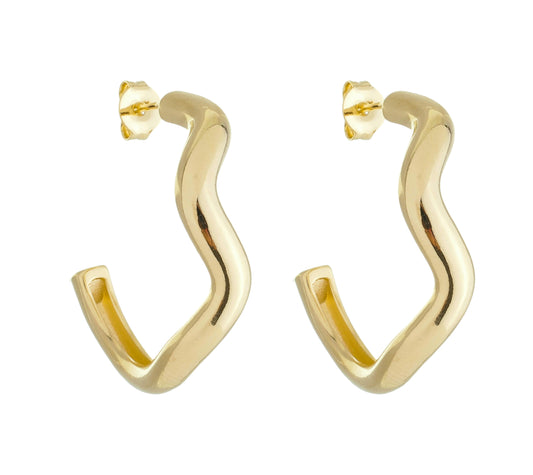 18K Gold Plated Medium Modern Organic Hoop Earring