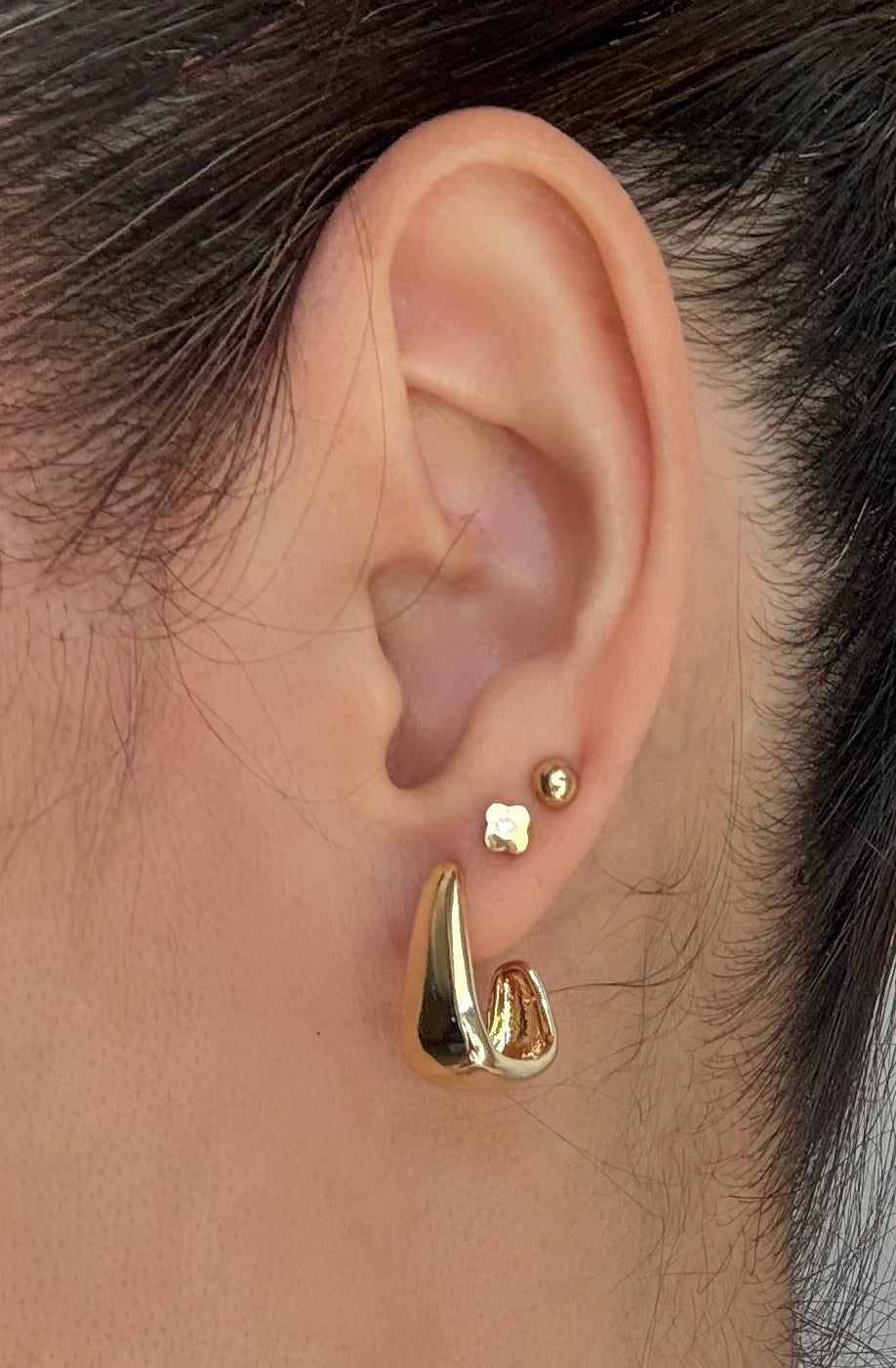 18k Gold Plated Triangular Hoop Earring