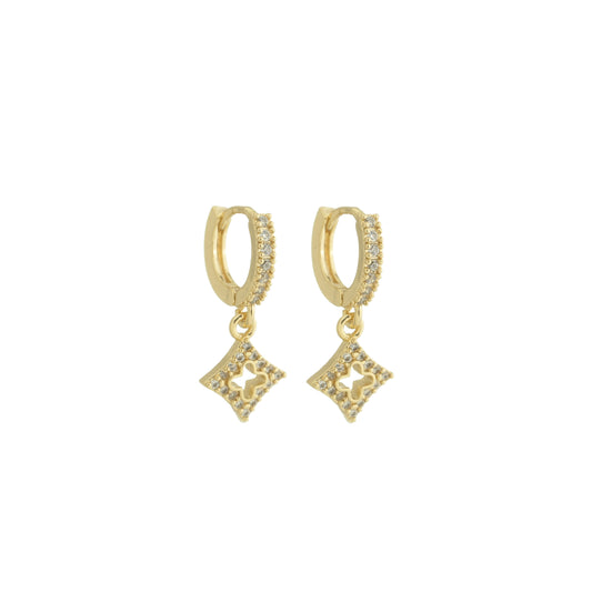 18K Gold Plated Clover Hoop Earring