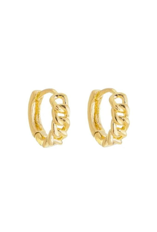 18k Gold Plated Cuban Link Huggie Earring