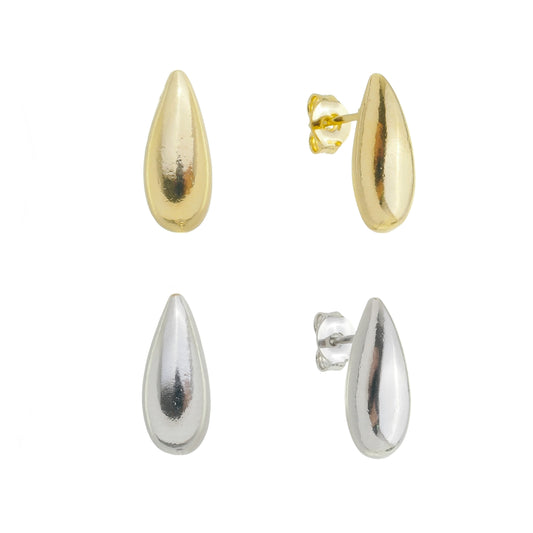 18K Gold / Rhodium Plated Two-Piece Earring Duo