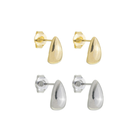 18k Gold / Rhodium Plated Small Drop Earring Duo