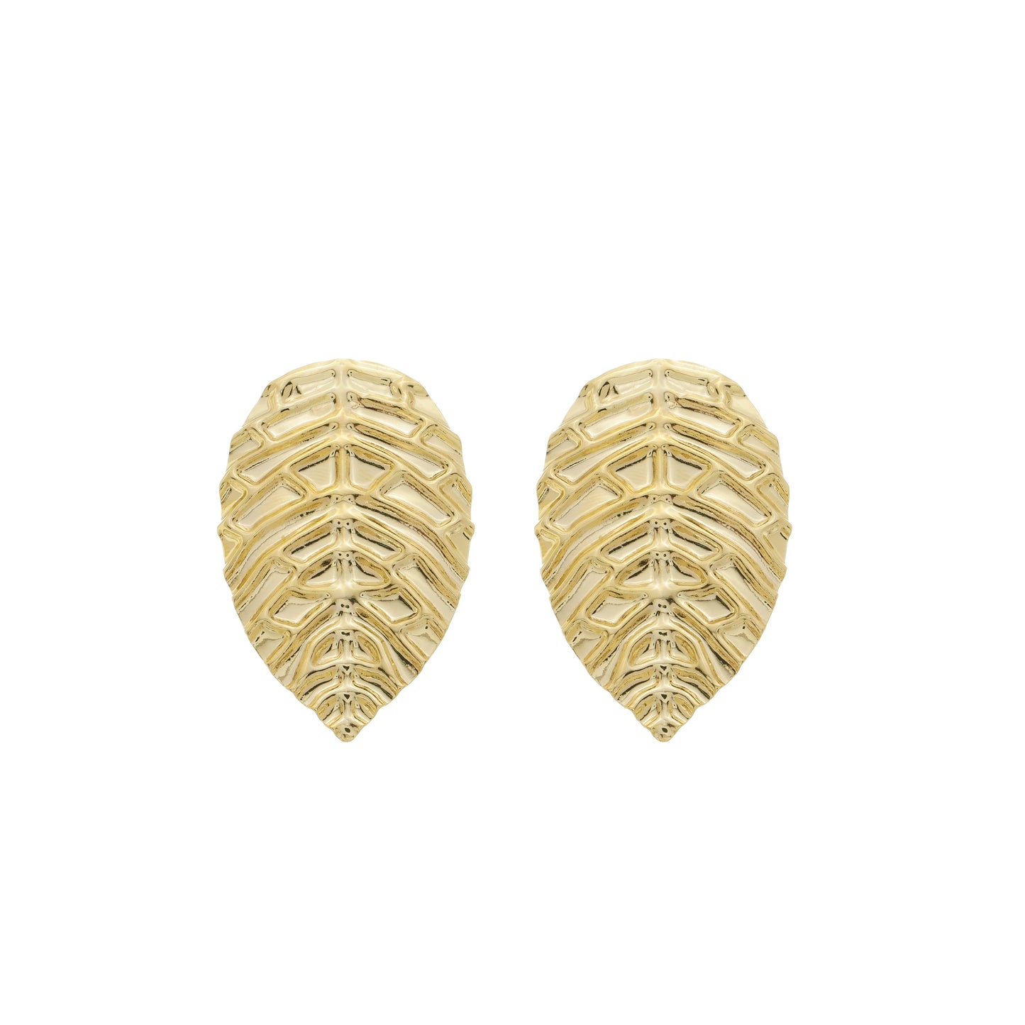 18k Gold Plated Statement Organic Leaf Earring