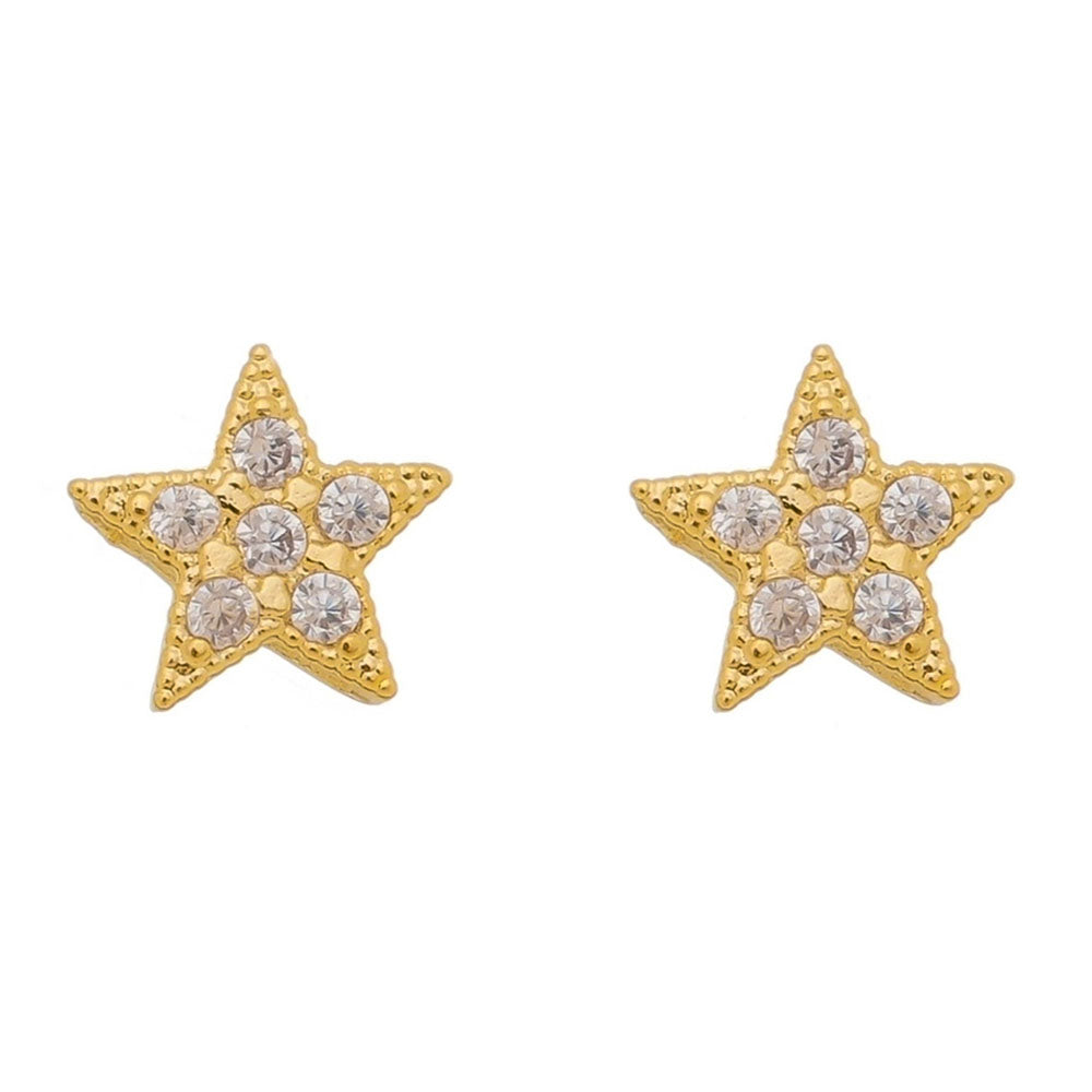 18k Gold / Rhodium Plated Star Stud Earring