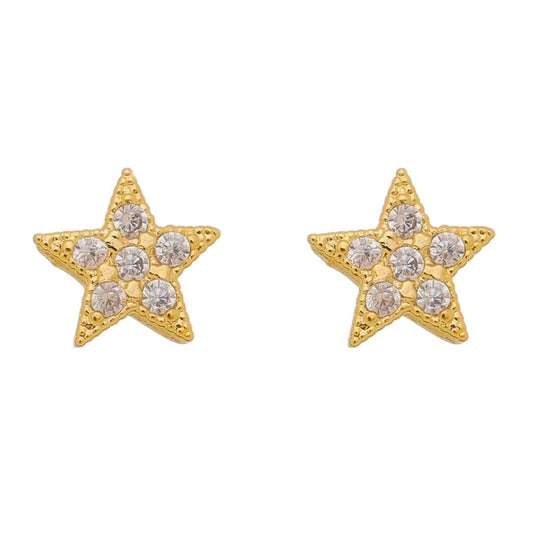 18k Gold / Rhodium Plated Star Stud Earring