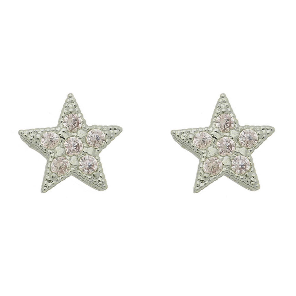 18k Gold / Rhodium Plated Star Stud Earring