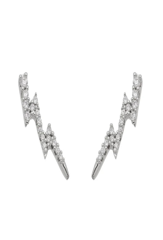 Rhodium Studded Lightning Earring