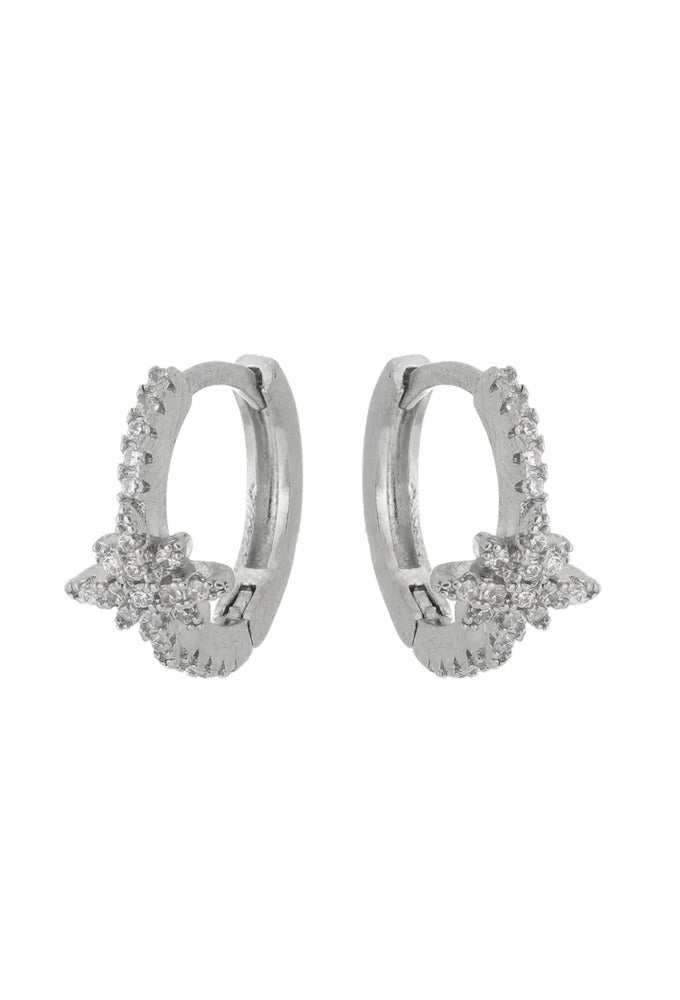 18k Gold / Rhodium Plated Small Huggie Star Earrings