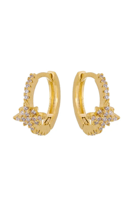 18k Gold / Rhodium Plated Small Huggie Star Earrings