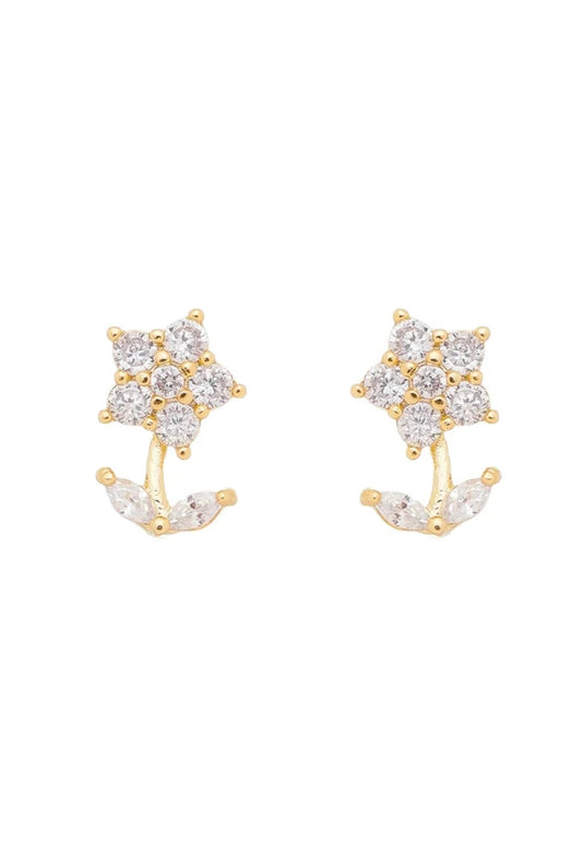 18k Gold / Rhodium Plated Delicate Flower Earring