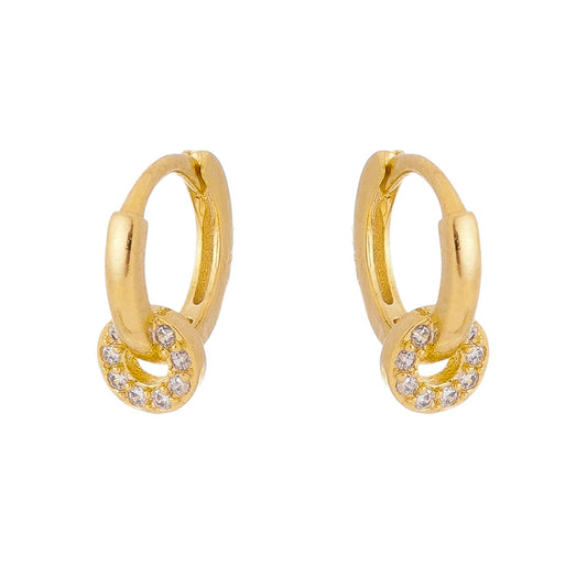 18k Gold / Rhodium Plated Hoop Earring with Small Ring