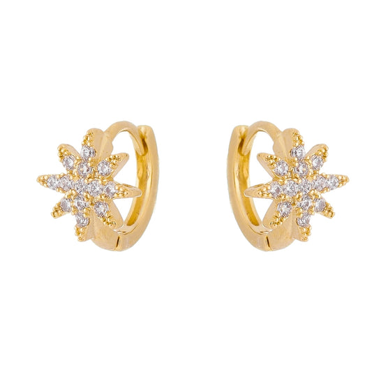 18k Gold / Rhodium Plated Small Star Hoop Earring