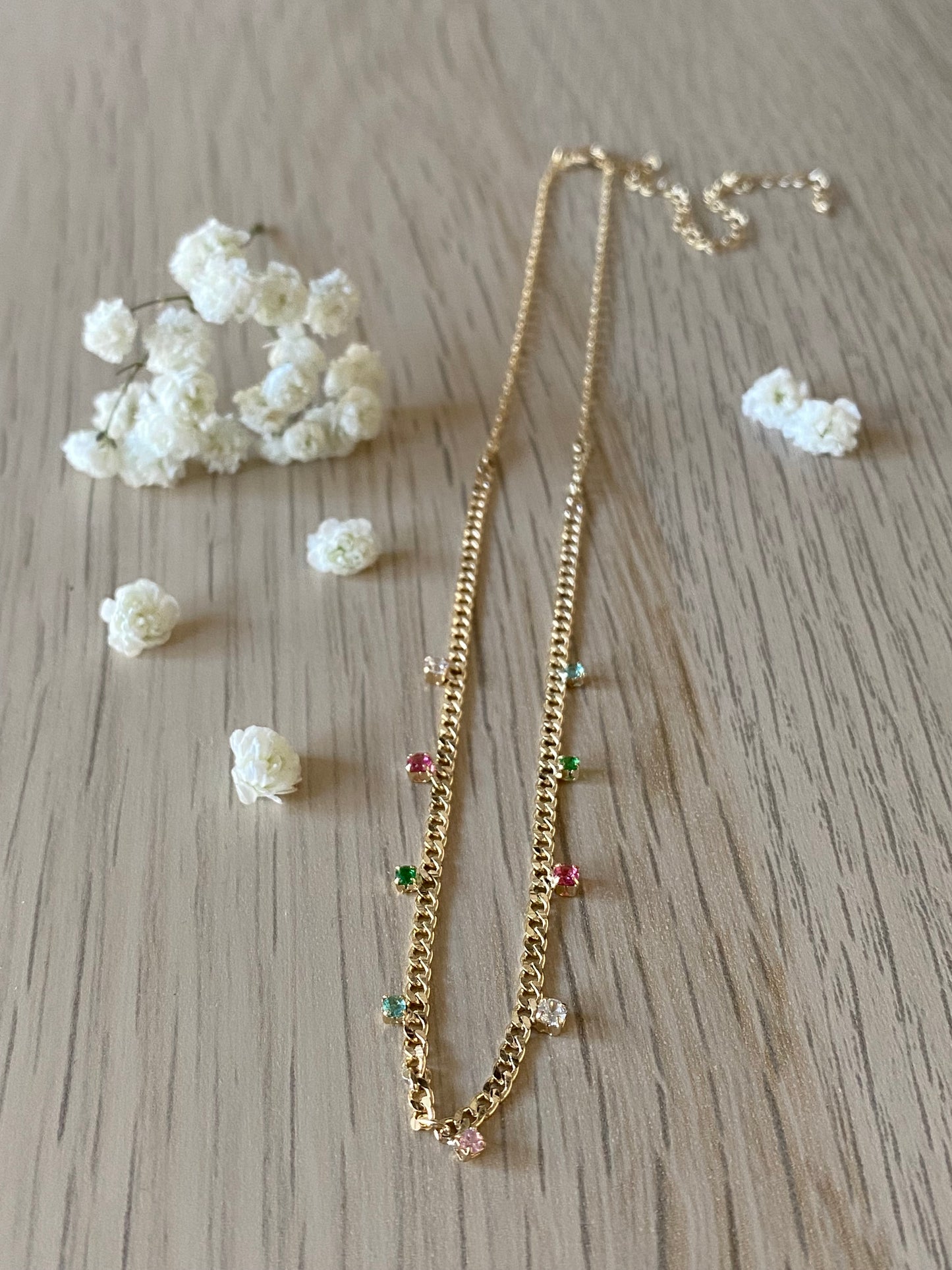 18k Gold / Rhodium plated Delicate Choker with CZ