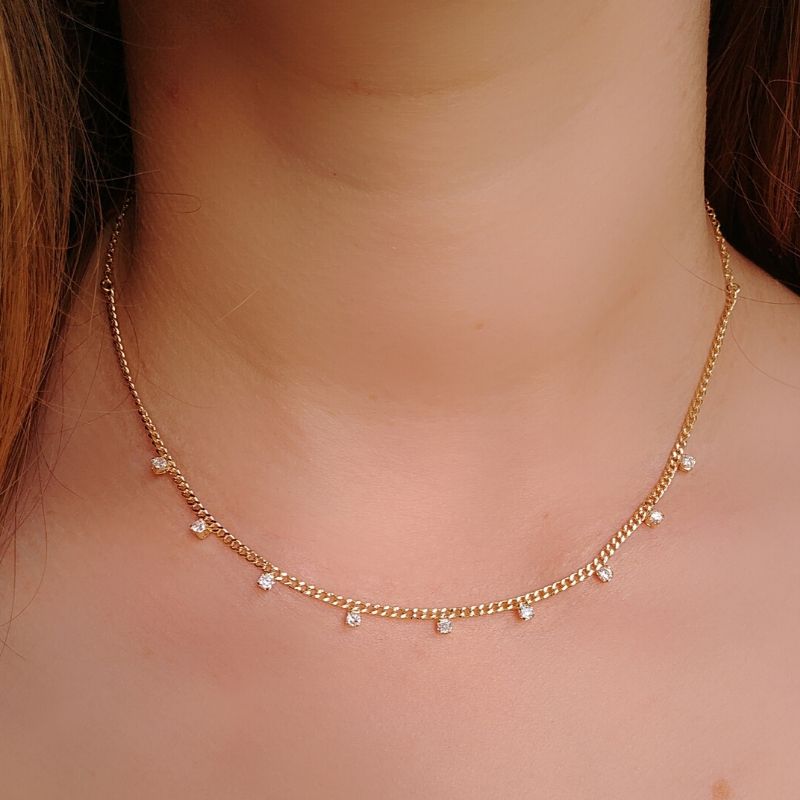 18k Gold / Rhodium plated Delicate Choker with CZ