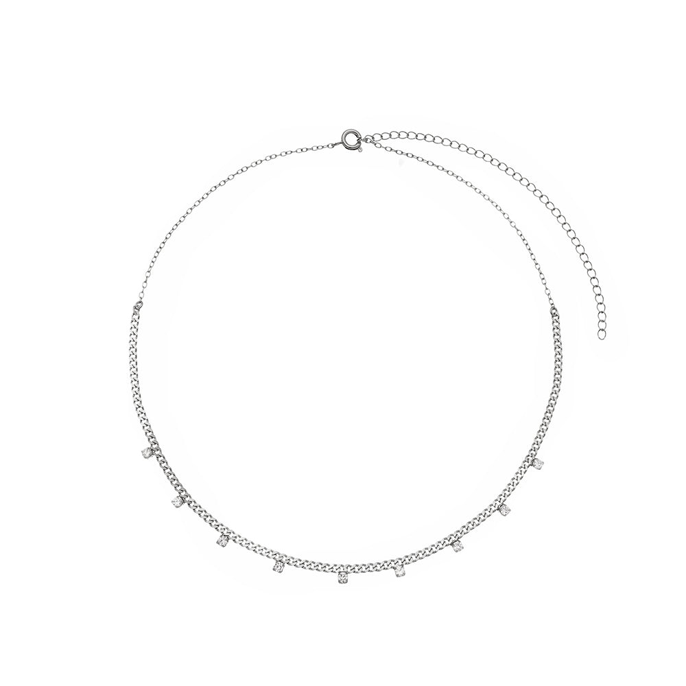 18k Gold / Rhodium plated Delicate Choker with CZ