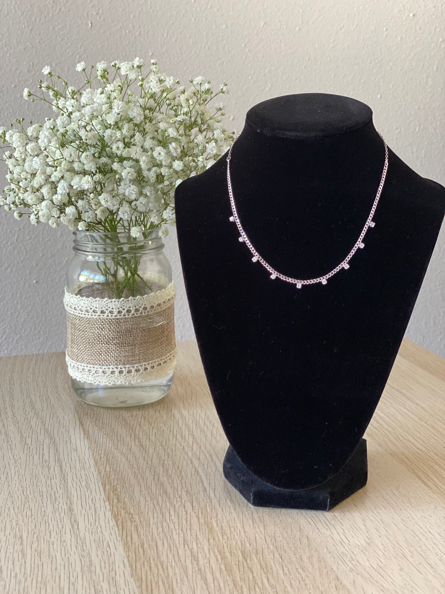 18k Gold / Rhodium plated Delicate Choker with CZ