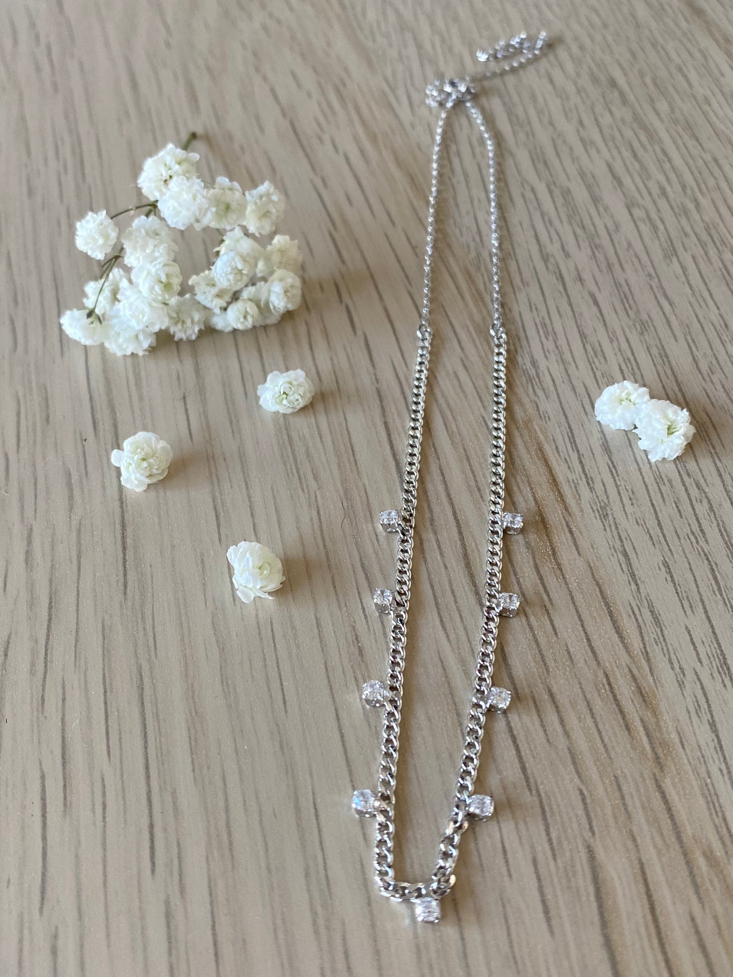 18k Gold / Rhodium plated Delicate Choker with CZ