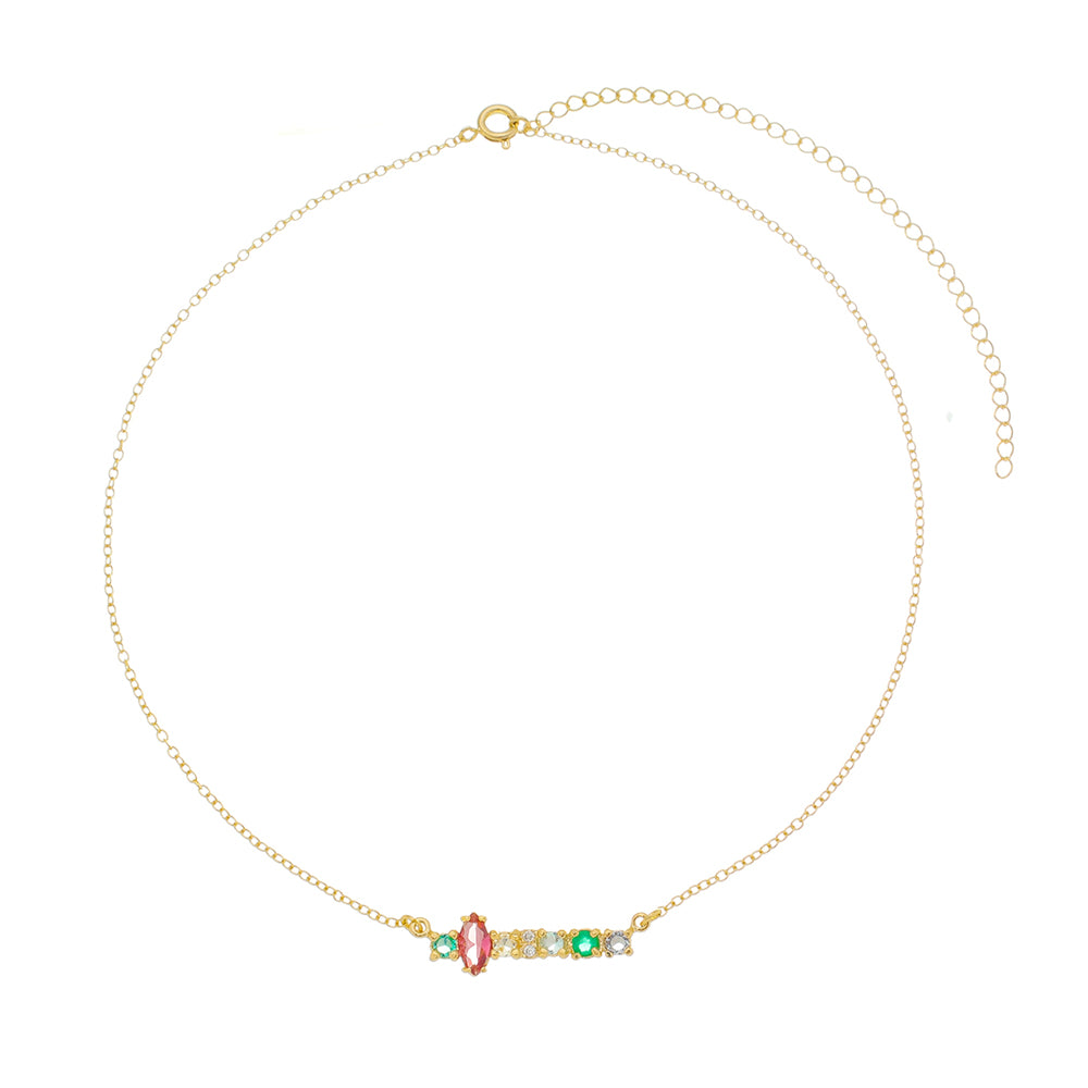 Colorful CZ 18K Gold Plated Choker