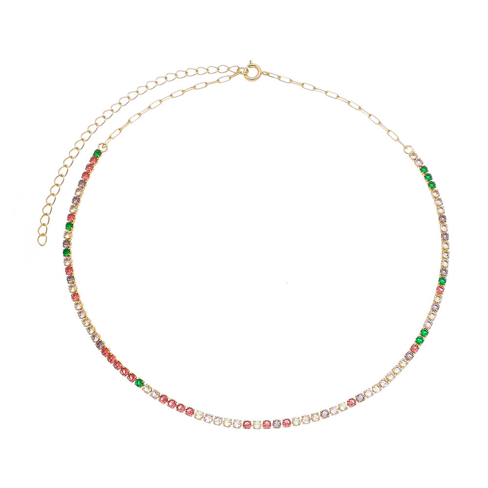 18k Gold Plated Rainbow Tennis Choker