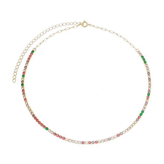 18k Gold Plated Rainbow Tennis Choker