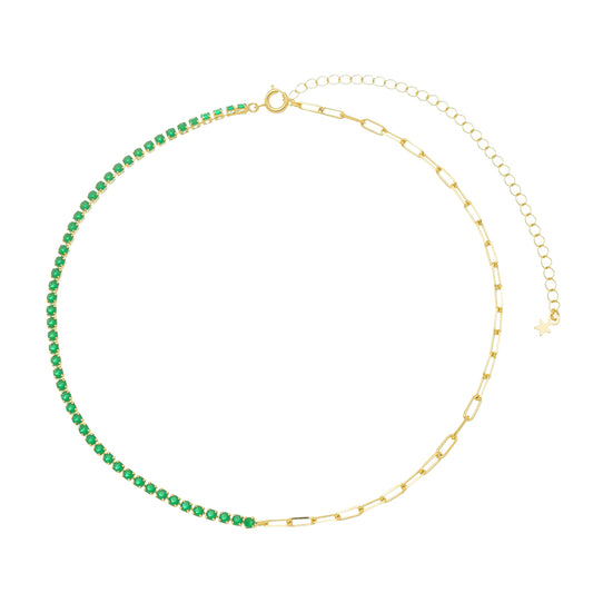 18K Gold Plated Emerald Tennis Choker