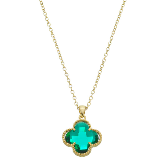 18k Gold Plated Green Clover Necklace