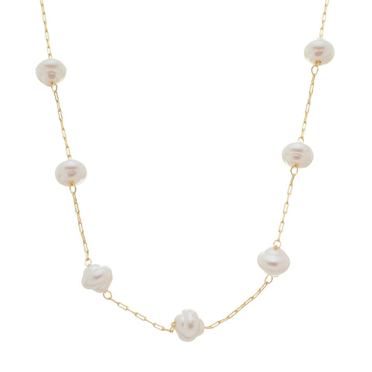 18k Gold Plated Baroque Pearl Necklace