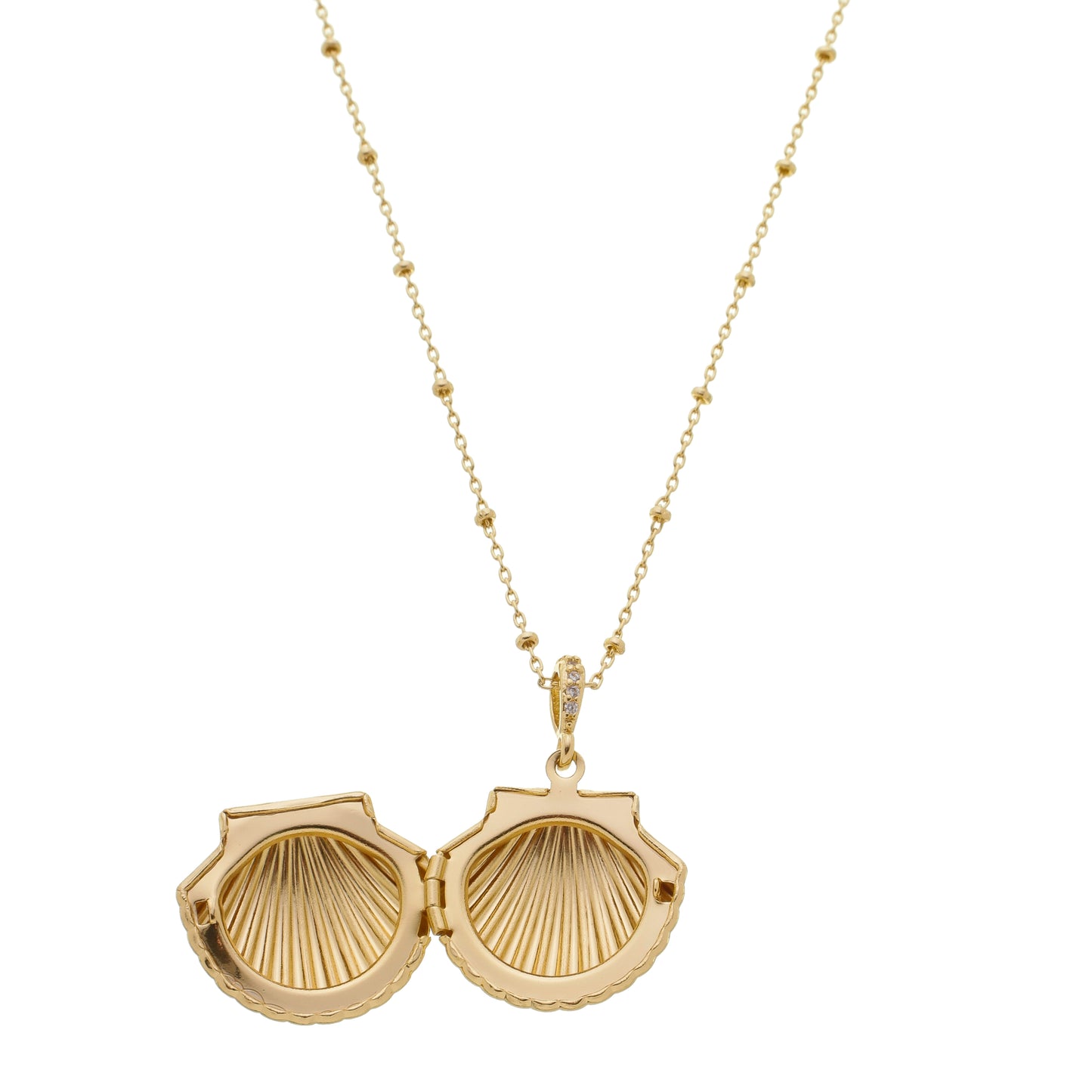 18k Gold Plated Necklace with Seashell Locket Pendant