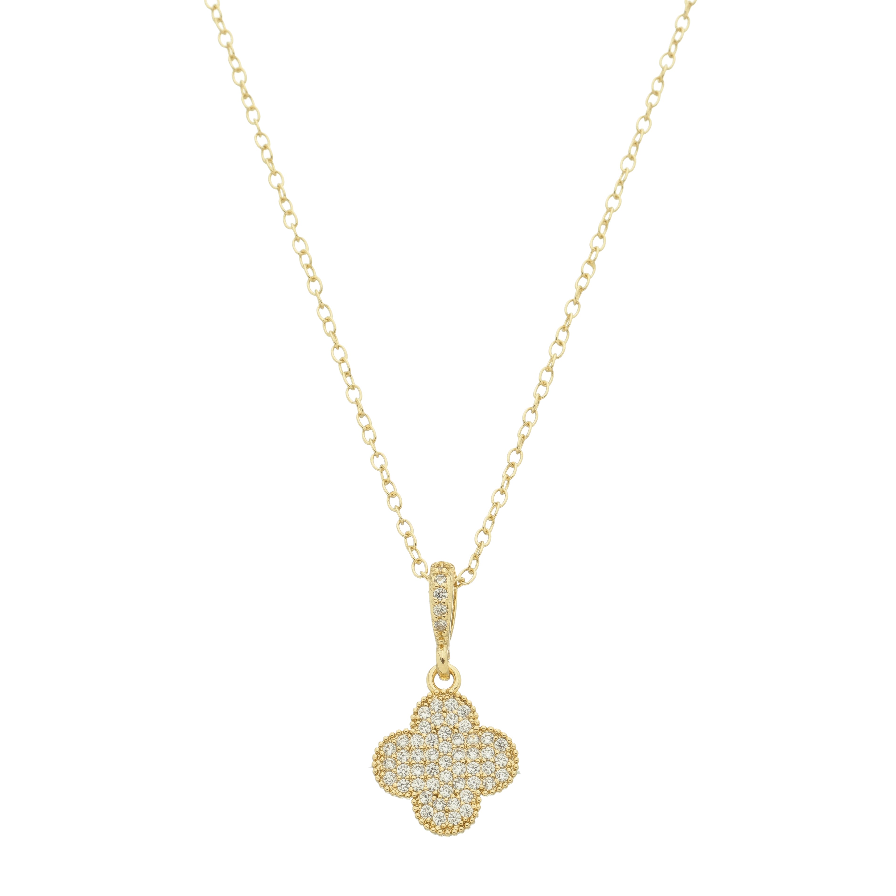 18K Lightweight authentic Gold Clover Pendant