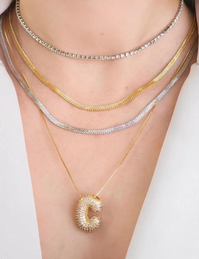 18k Gold Plated Bubble Initial Necklace